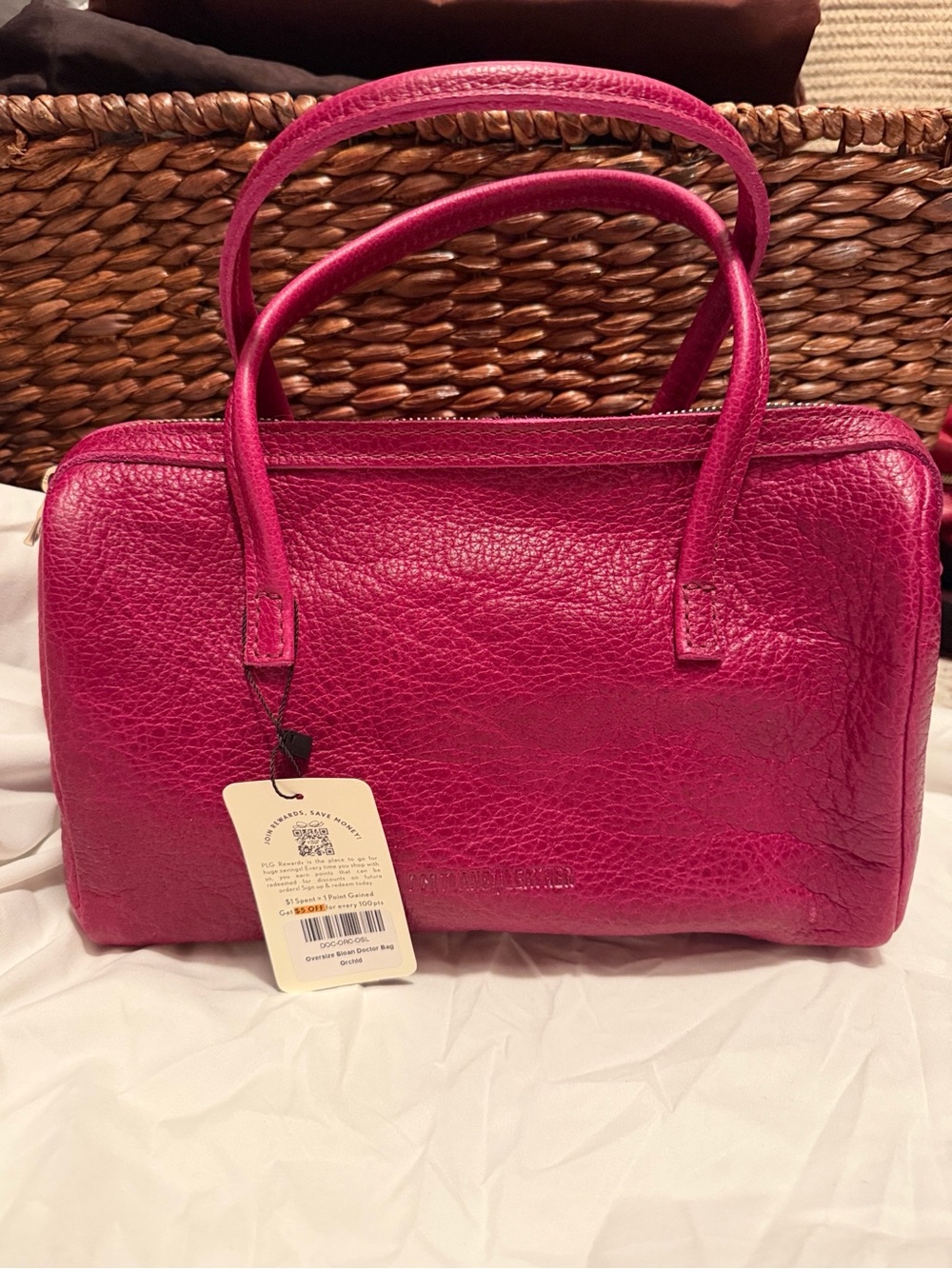 Portland Leather Hot Pink Structured Top-Handle Satchel